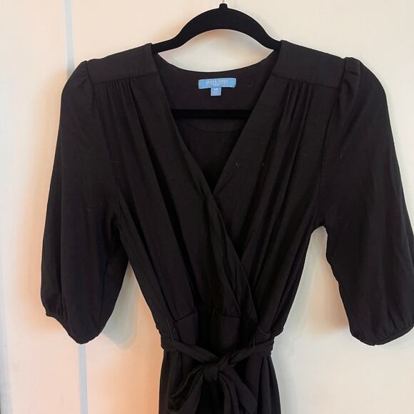 Draper James Black Jersey Knit Belted Wrap Dress Size XS - Picture 4 of 10